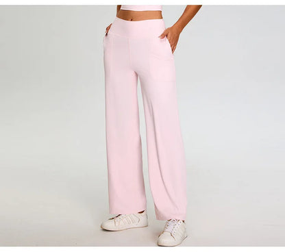 Pantalones de Yoga acanalados para mujer, leggings deportivos para gimnasio, leggings de cintura alta para fitness, pantalones deportivos para correr al aire libre, pierna recta.