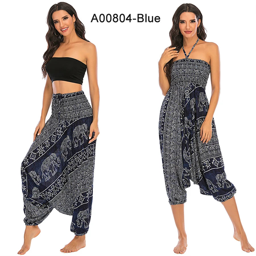 Bohemian Pants Women Pantalones Mujer Hippie High Waist Rayon Harem Baggy Boho Yoga Beach Wear Pour Femme Calca Feminina Printed