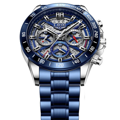 LIGE 2024 Nuevo Reloj para Hombre, Marca Top, Lujo, Hueco, Reloj para Hombre, Impermeable, Deportivo, Cuarzo, Cronógrafo, Reloj de Pulsera para Hombre, Relogio Masculino