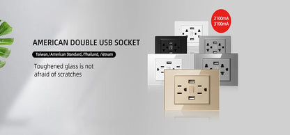 Adaptador de enchufe Herepow serie 118, enchufe de pared estándar americano con doble puerto USB, para electrodomésticos inteligentes, tipo C, carga rápida de 3,1 A.
