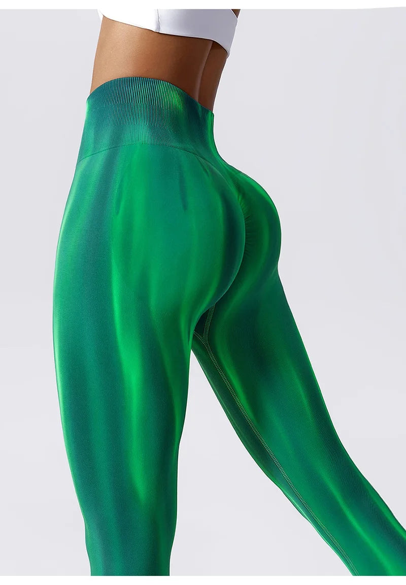 Pantalones de yoga para mujer con estampado tie-dye Cloud Rise, leggings deportivos sexys para gimnasio, mallas sin costuras, pantalones de cintura alta para entrenar.