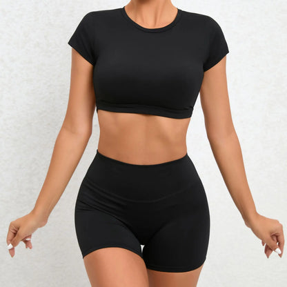 Sports Set Workout Fitness Activewear Set Female Quick-Dry Yoga Clothes Crop Sports Shirts Tops Backless Gym Top Women Sport Set