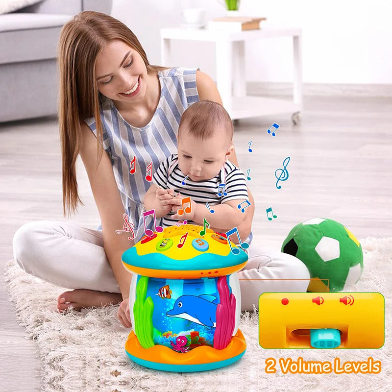 Juguetes para bebés de 1 a 3 años, proyector giratorio de luz oceánica, juguetes musicales Montessori, juguetes sensoriales educativos tempranos para niños pequeños.