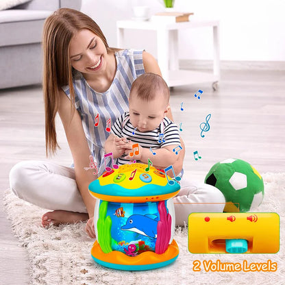 Juguetes para bebés de 1 a 3 años, proyector giratorio de luz oceánica, juguetes musicales Montessori, juguetes sensoriales educativos tempranos para niños pequeños.