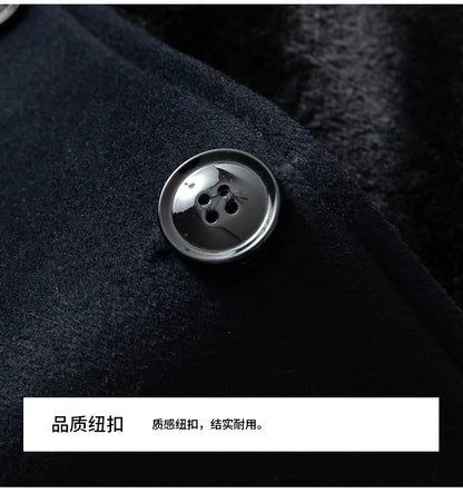 Abrigos de lana con cuello de piel para hombre, estilo informal de negocios, chaquetas extralargas de cachemir, gabardinas de invierno, forro polar de alta calidad para hombre, mezcla de lana cálida