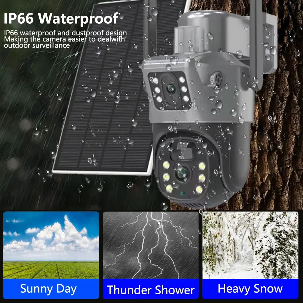 Cámara solar 4K de 8 MP con doble pantalla, Wi-Fi de doble banda 5G y 2.4 GHz, PTZ inalámbrica para exteriores, detección PIR, CCTV, EseeCloud