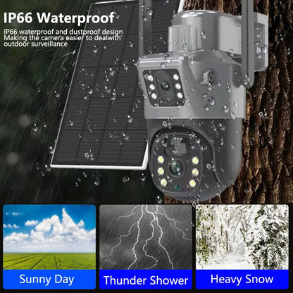 Cámara solar 4K de 8 MP con doble pantalla, Wi-Fi de doble banda 5G y 2.4 GHz, PTZ inalámbrica para exteriores, detección PIR, CCTV, EseeCloud