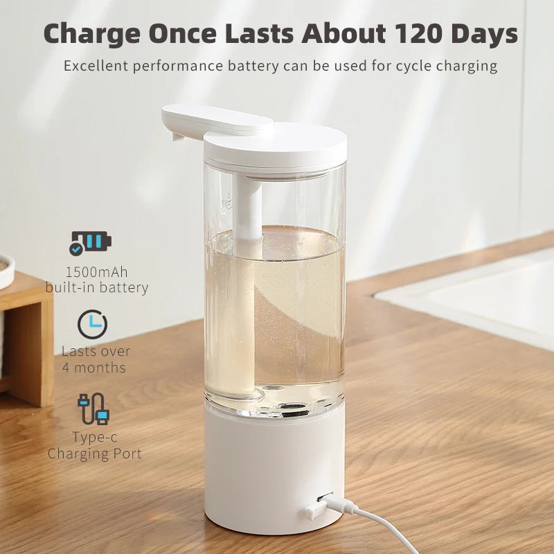 Dispensador automático de jabón líquido de 500 ml para cocina, recargable por USB, sin contacto, de alta capacidad, para detergente. También apto para baño.