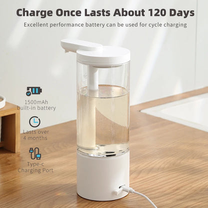 Dispensador automático de jabón líquido de 500 ml para cocina, recargable por USB, sin contacto, de alta capacidad, para detergente. También apto para baño.