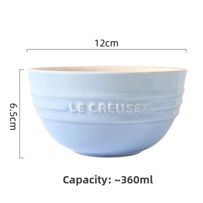 Cuenco de porcelana esmaltada de colores fríos Le Creuset, cuenco de arroz, cuenco para sopa con cara de arcoíris, cuenco francés con diseño de mono redondo para uso doméstico