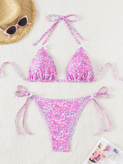 Conjunto de bikini para mujer, novedad de 2025, con tiras laterales ajustables, traje de baño de alta gama, sexy, de dos piezas, para playa, de verano, push up.