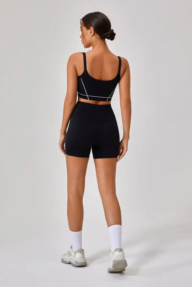 Conjunto deportivo de yoga de verano de 2 piezas con retazos y leggings de cintura alta con abertura para mujer, conjunto de entrenamiento de fitness, chándal deportivo para mujer