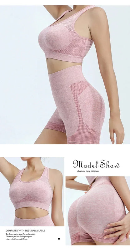 Conjunto de yoga, pantalones cortos de gimnasio, sujetadores deportivos para mujer, tops de entrenamiento para mujer, ropa de yoga, leggings de fitness, conjunto de gimnasio, conjuntos de yoga sin costuras