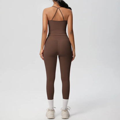 Conjunto de Ropa de Yoga para Mujer, Traje Deportivo, Ropa de Entrenamiento, Chaleco Deportivo sin Mangas, Conjunto de Gimnasio, Mono de Entrenamiento, Ropa Interior Deportiva, Ropa Deportiva