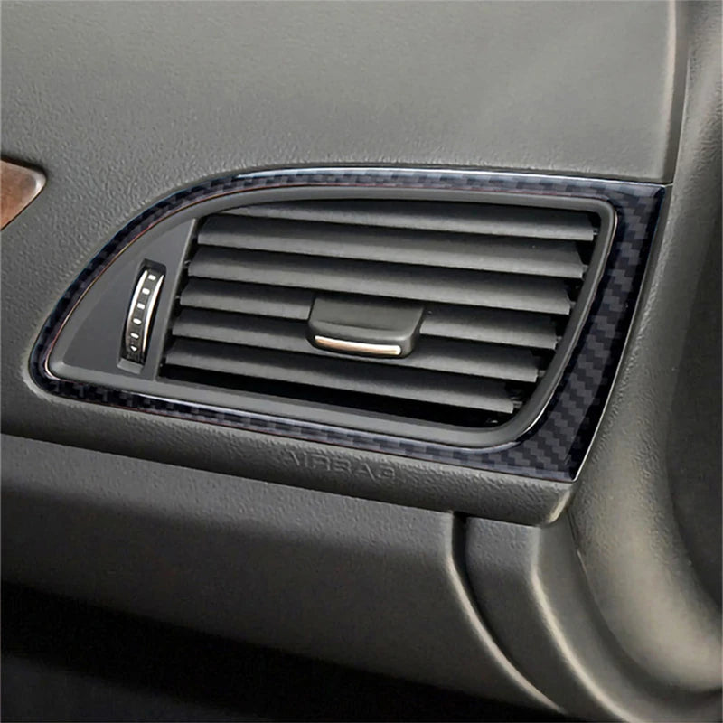 Accesorios decorativos para el interior del coche Audi A6 A7 2012 2013 2014 2015 2016 2017 2018, pegatinas negras de fibra de carbono, embellecedor de cubierta.