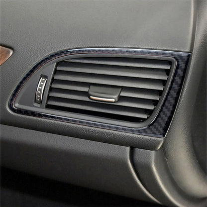 Accesorios decorativos para el interior del coche Audi A6 A7 2012 2013 2014 2015 2016 2017 2018, pegatinas negras de fibra de carbono, embellecedor de cubierta.
