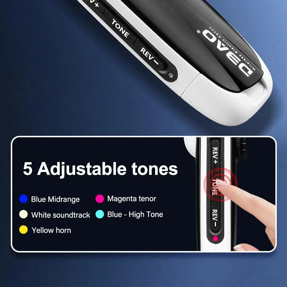 Kazoo eléctrico con receptor, carga USB, instrumento musical profesional, mini kazoo de tono ajustable para conectar altavoz.