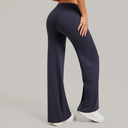 Pantalones de yoga rectos de pierna ancha para mujer, nuevos pantalones de pilates, pantalones deportivos ajustados que realzan la cadera, pantalones casuales para correr al aire libre, pantalones de fitness.