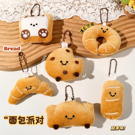 Panes lindos, bolsas de peluche, colgantes, llaveros, accesorios creativos para muñecas pequeñas, mochilas de dibujos animados para niñas al por mayor.