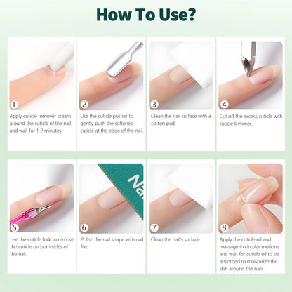 Juego de herramientas de manicura Nailpop con suavizante para eliminar la piel muerta, aceite nutritivo para cutículas, reparador de uñas, hidratante y brillante (20 ml)