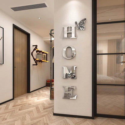 INICIO Inicio Logotipo 3D Espejo Adhesivo de Pared, Decoración de Entrada, Decoración del Hogar