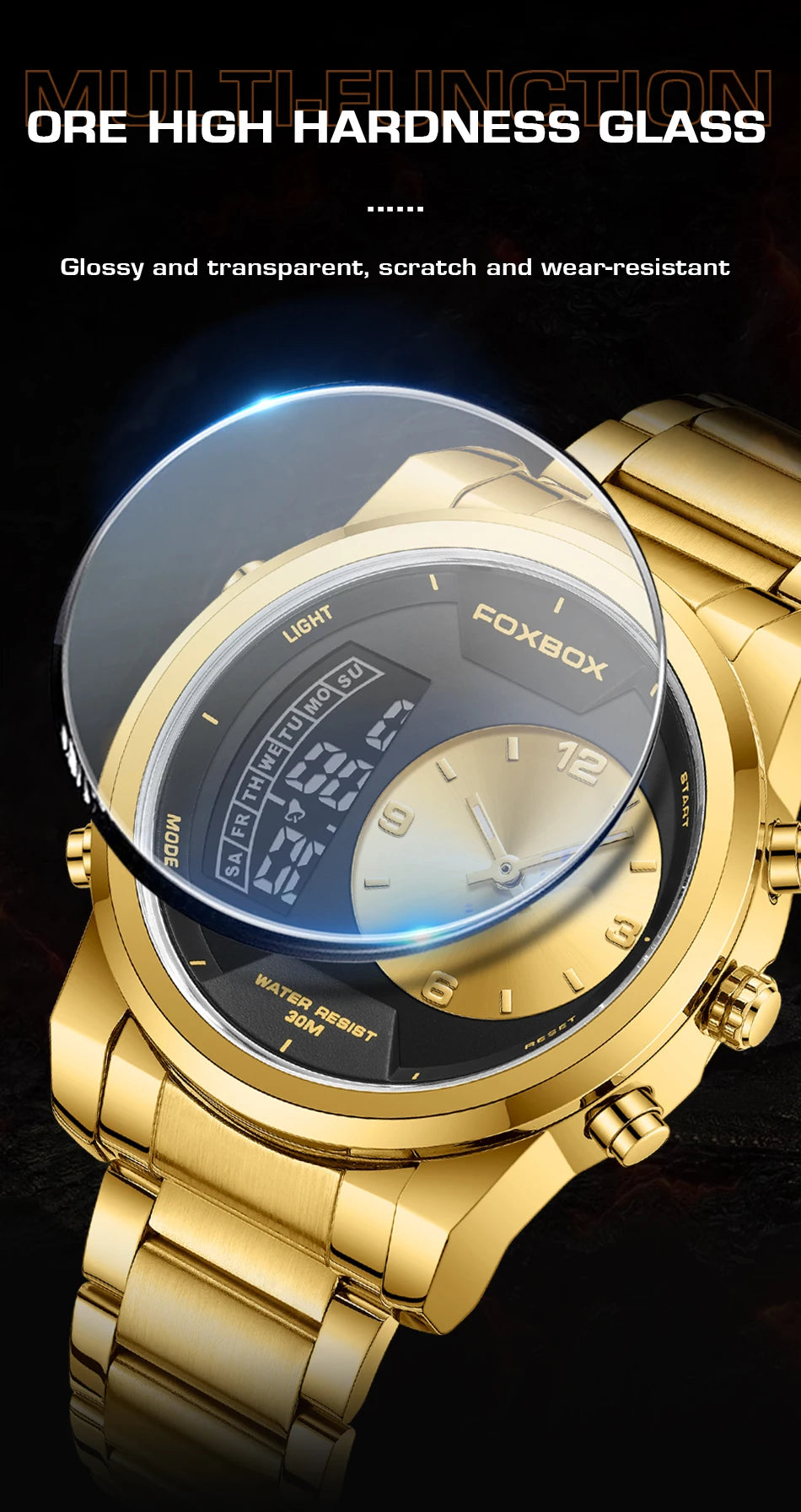 LIGE - Reloj digital de moda para hombre, deportivo, informal, resistente al agua, de cuarzo, cronógrafo de lujo, marca FOXBOX