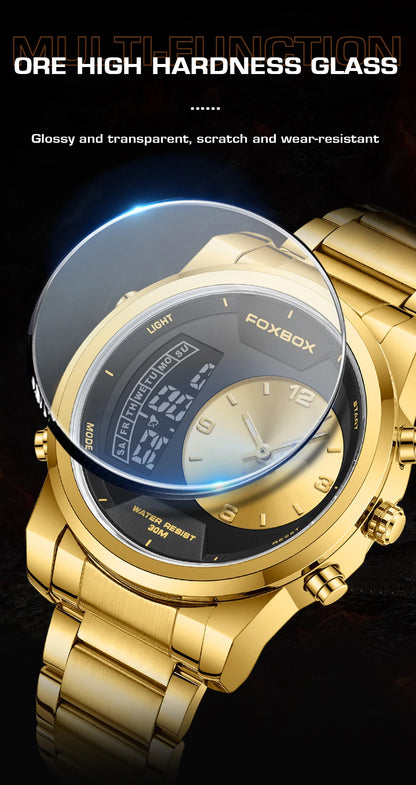 LIGE - Reloj digital de moda para hombre, deportivo, informal, resistente al agua, de cuarzo, cronógrafo de lujo, marca FOXBOX