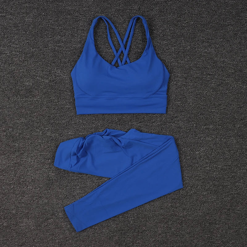 SOISOU Conjunto de yoga de nailon para mujer, chándal deportivo, leggings de gimnasio, sujetador para mujer, almohadilla para el pecho, cadera extraíble en forma de V, ropa para mujer