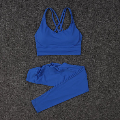 SOISOU Conjunto de yoga de nailon para mujer, chándal deportivo, leggings de gimnasio, sujetador para mujer, almohadilla para el pecho, cadera extraíble en forma de V, ropa para mujer