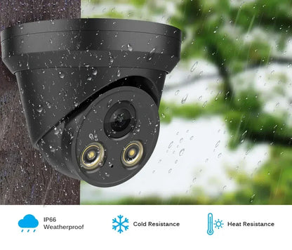 Cámara IP NINIVISION IPC-8MP HD Negra PoE Carcasa Metálica Micrófono Integrado Audio Visión Nocturna a Color Video de Vigilancia para NVR IP 4K de 10 canales