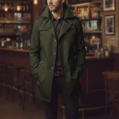 Chaqueta de algodón de hombre, entallada, con cuello de muesca y un solo botón, estilo gabardina, ideal para la oficina o para un look casual de negocios.