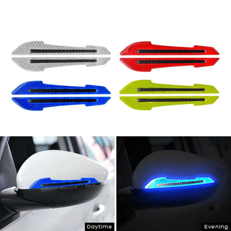 Pegatinas reflectantes para coche, cinta de advertencia anticolisión, pegatina protectora sin dejar rastro, advertencia en el espejo retrovisor exterior del coche.