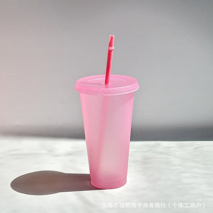 Vaso de plástico reutilizable con purpurina de 710 ml, vasos con purpurina y pajita, ideal para hacer tú mismo, regalo de Navidad, camiseta que cambia de color, 1/5/10 unidades