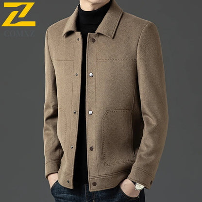 2025 Winter Wool Jacket Male New High Fashion Business Casual Thickening Coat Classic Business Style Windproof Warm TrenchCoat