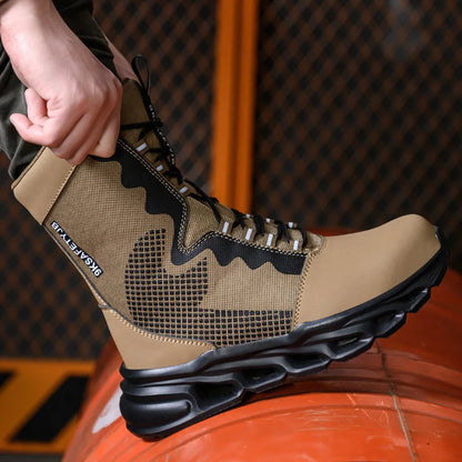 Zapatillas de trabajo con puntera de acero, zapatos de seguridad para hombre, calzado de trabajo nuevo a prueba de perforaciones, botas indestructibles, calzado de seguridad ligero.