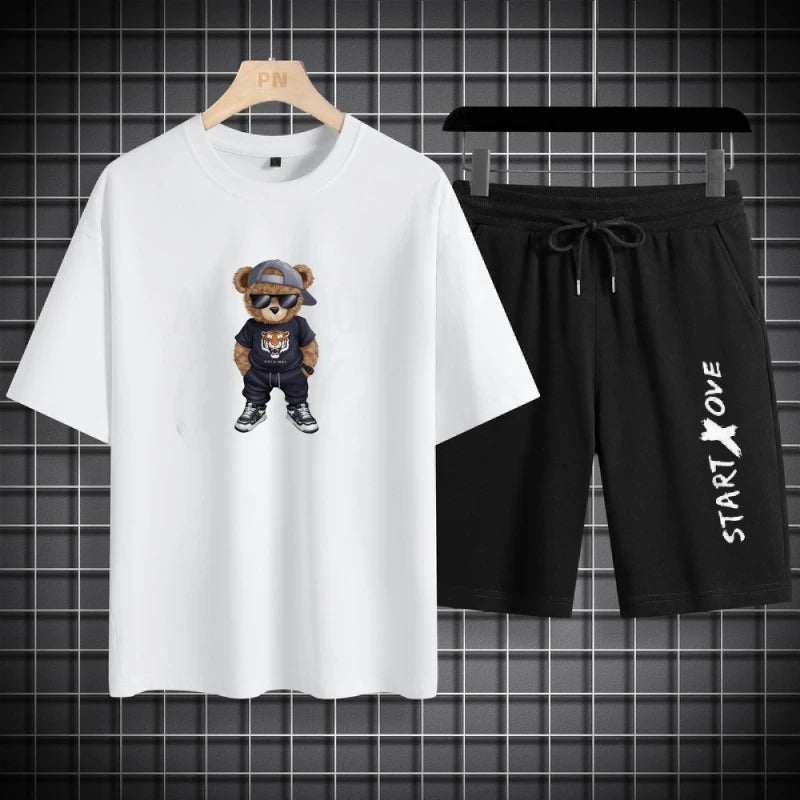 Ropa deportiva de verano para hombre 2025: camiseta fina y transpirable y pantalones cortos casuales de moda para baloncesto y deportes de ocio.