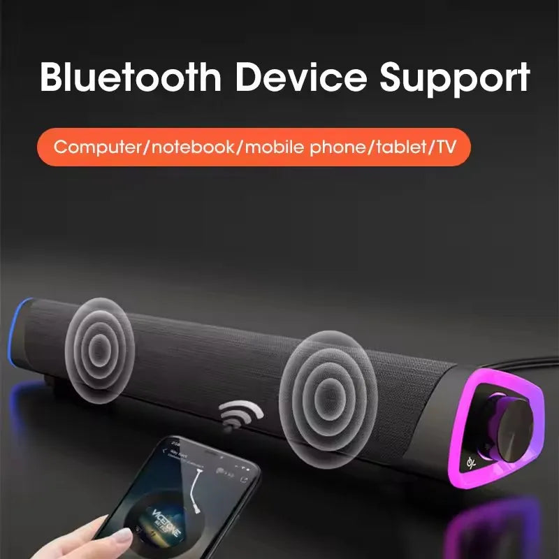 Altavoz Bluetooth inalámbrico, barra de sonido estéreo 4D, altavoces envolventes para el hogar, para portátil, proyector, reproductor de música de PC, entrada auxiliar de 3,5 mm, cable USB.