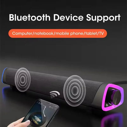 Altavoz Bluetooth inalámbrico, barra de sonido estéreo 4D, altavoces envolventes para el hogar, para portátil, proyector, reproductor de música de PC, entrada auxiliar de 3,5 mm, cable USB.