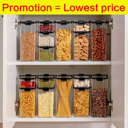 Juego de contenedores de alimentos para mascotas, caja de almacenamiento de 460-1800 ml, transparente, apilable, para cocina, seco, para espaguetis y fideos, recipientes sellados.