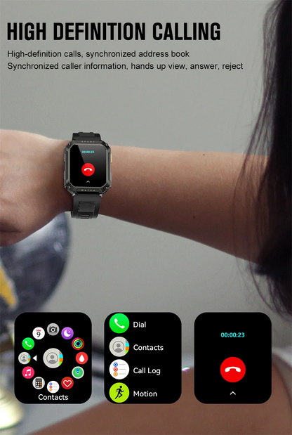 FOXBOX 2025 Reloj inteligente militar para exteriores para hombre, con Bluetooth, llamadas, deportivo, resistente al agua, asistente de voz, reloj de fitness para hombre, nuevo