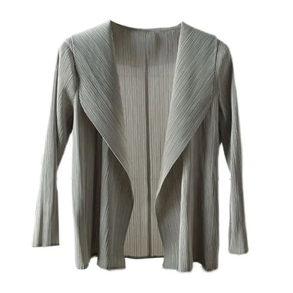 ALSEY Miyake - Cárdigan plisado de color liso para mujer, camiseta de verano, nuevas camisas y blusas holgadas, ropa estética holgada