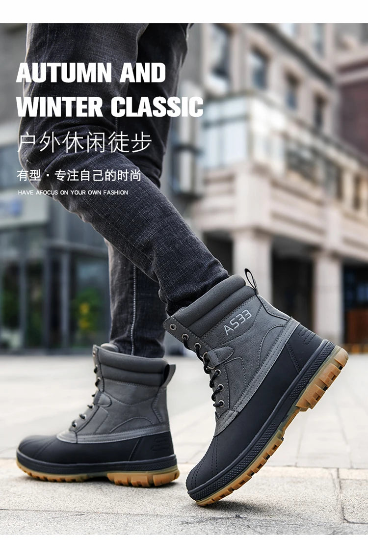 Botas de nieve de invierno para hombre, talla grande 47, para exteriores, para entrenamiento, trabajo, impermeables, antideslizantes, mantienen el calor en invierno.