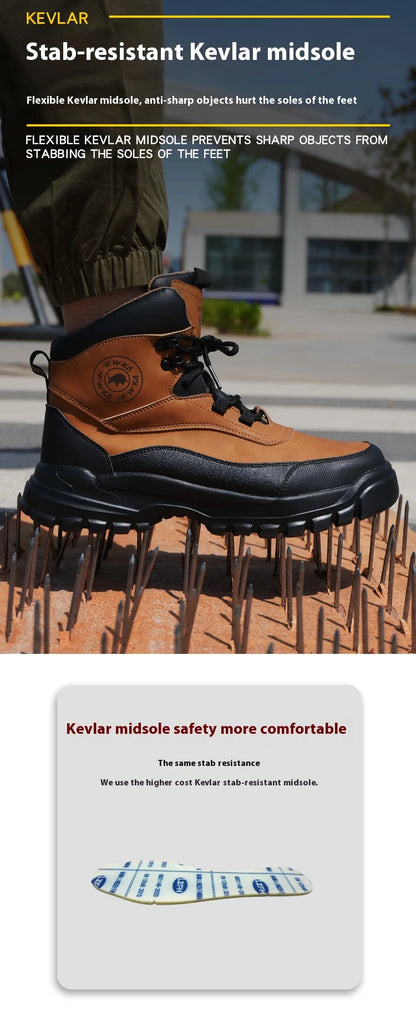 Nuevos zapatos de seguridad de moda, de caña alta, antiaplastamiento y antiperforación, con puntera de acero, resistentes al desgaste, para trabajo, calzado de protección para hombre.