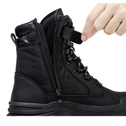 Botas de seguridad para hombre, botas militares para exteriores, resistentes a golpes y perforaciones, calzado industrial, botas con cremallera, botas indestructibles.