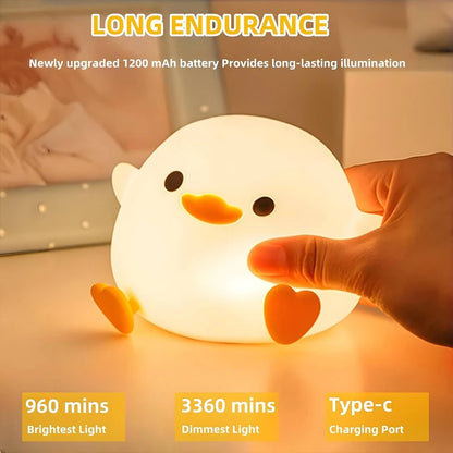 Luz nocturna de pato DoDo, lámpara de pato adorable, luz nocturna recargable y regulable, lámpara de noche LED de silicona táctil para habitación infantil