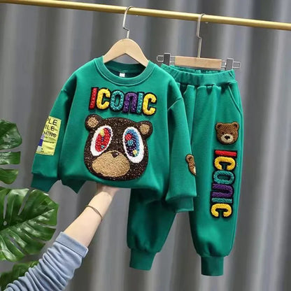 Conjunto de ropa para niños, primavera y otoño, nuevo, suéter de dibujos animados para niños y bebés, pantalones, 2 piezas, ropa deportiva para niños y niñas.