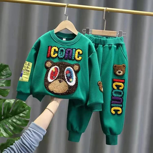 Conjunto de ropa para niños, primavera y otoño, nuevo, suéter de dibujos animados para niños y bebés, pantalones, 2 piezas, ropa deportiva para niños y niñas.