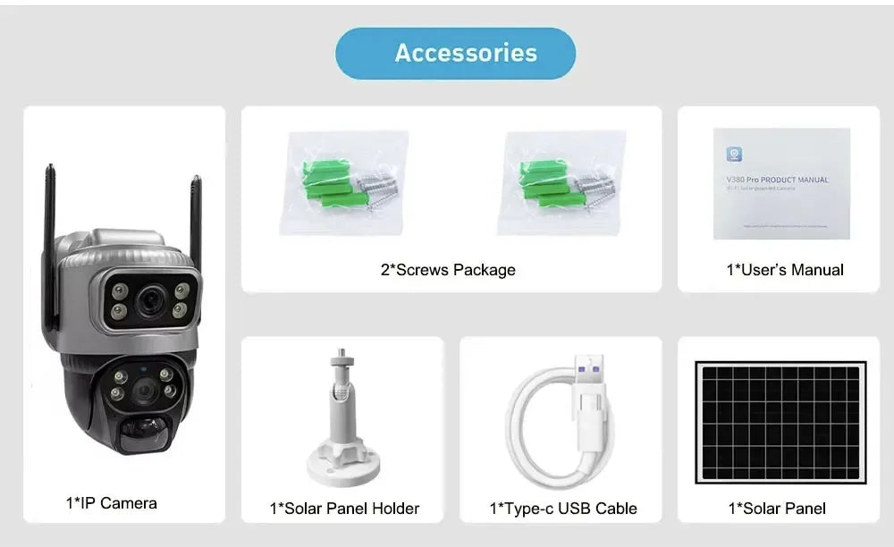 Cámara solar de 12 MP, tarjeta SIM 4G, doble lente, tres cámaras con pantalla, seguimiento humano PIR, batería de bajo consumo, protección de seguridad CCTV V380