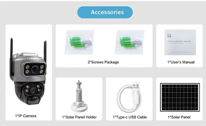 Cámara IP de seguridad V380 de doble lente, 4G, con detección humana PIR solar, visión nocturna, resistente al agua, 8MP, 4K, monitor CCTV con batería