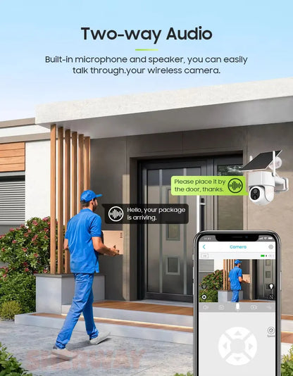 Cámara de seguridad WiFi solar Tuya para exteriores, inalámbrica, 5MP, batería de bajo consumo, cámara PTZ, detección de movimiento PIR, videovigilancia CCTV